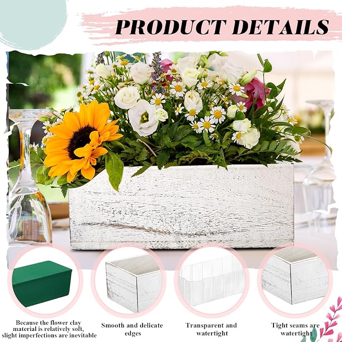Dandat 4 Set Wood Boxes for Centerpieces 12x4 Inch Rectangle Wooden Planter Box - Image 3