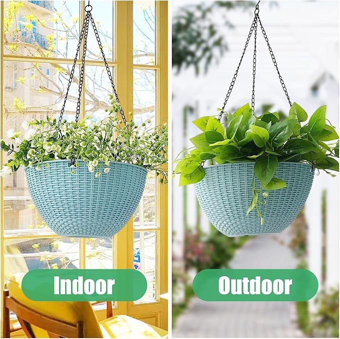 Hanging Planters for Outdoor Plants 8/10 Inch, ​4 Packs Hanging Flower Pot - Image 4