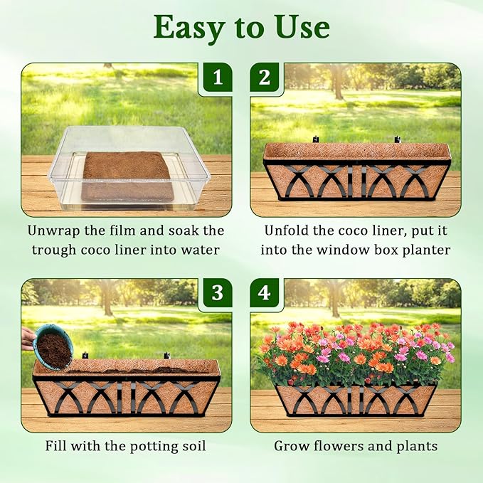 Halatool 4 Pack 36 Inch Trough Coco Fiber Replacement Window Box Liners - Image 6