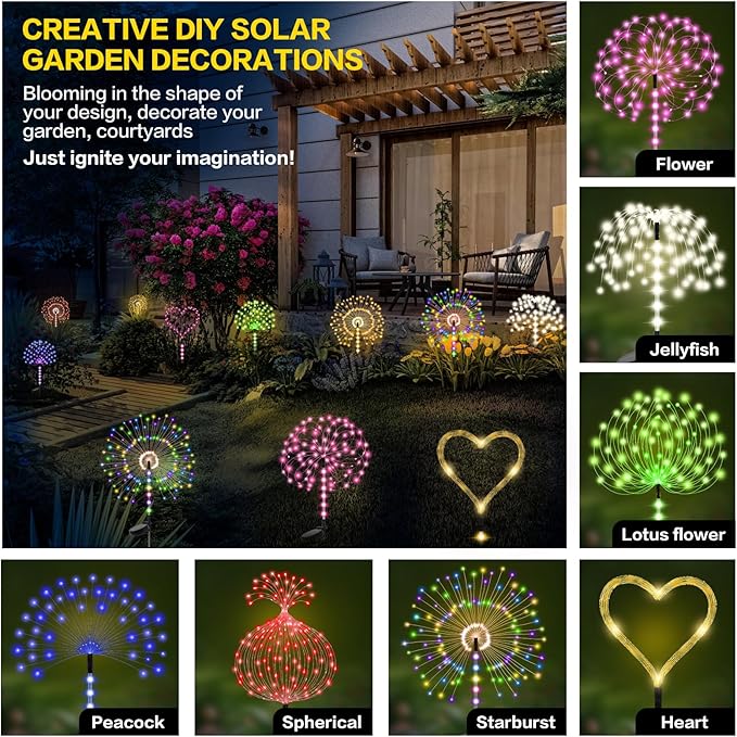 Garden Decor Solar Lights Outdoor, 155LED 8 Lighting Modes Pole Light - Image 7