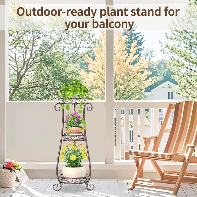 LASZOLA 3 Tier Bronze Metal Plant Stand - Image 8