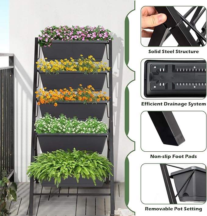 COSTWAY Vertical Raised Garden Bed, 5 Tier Planter Box - Image 7