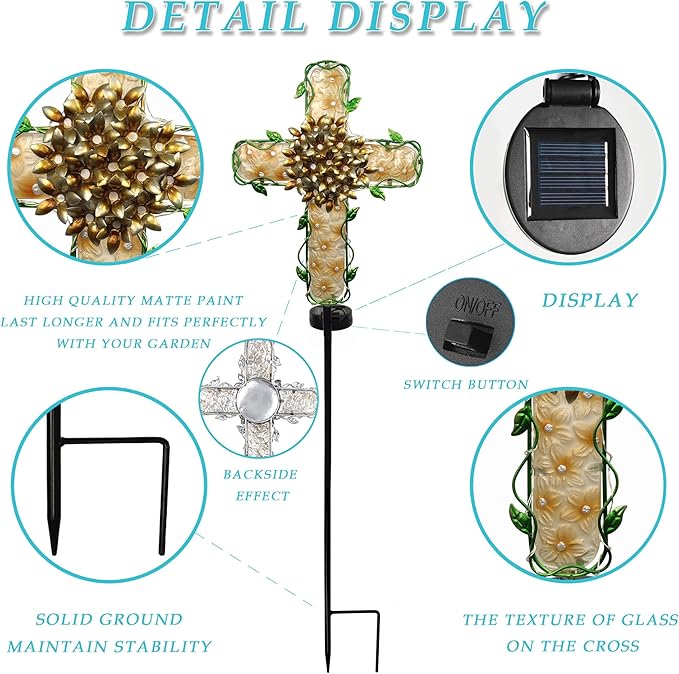 38inch Cross Garden Solar Lights Outdoor Decorative - Image 7