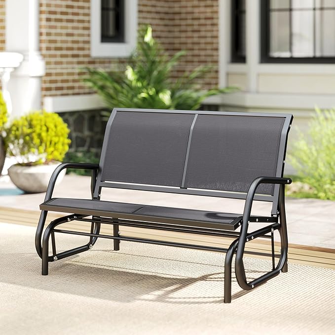 Outsunny 2-Person Outdoor Glider Bench, Patio Double Swing Rocking Chair - Image 8