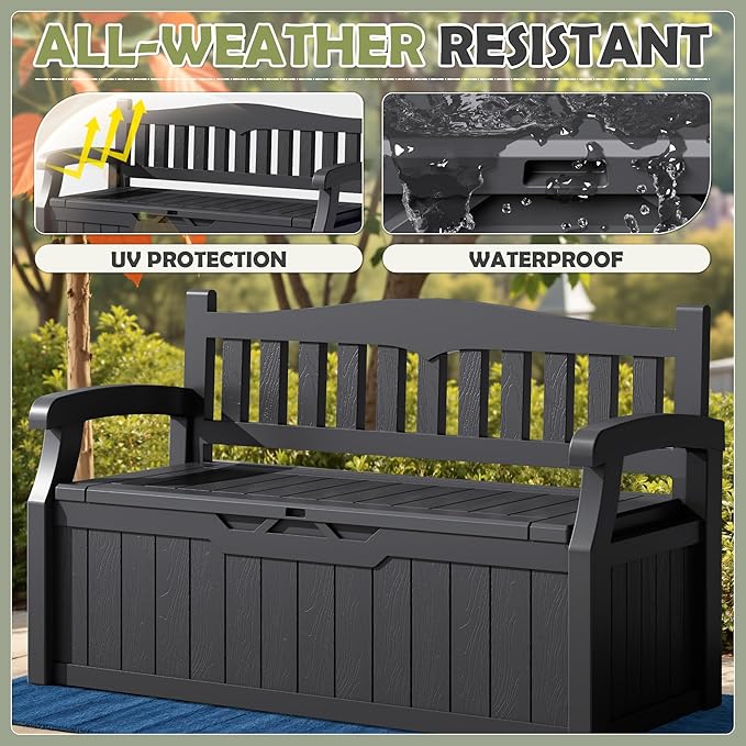 Homall 75 Gallon Outdoor Storage Benches Lockable Deck Box - Image 5