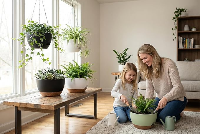 Hanging Planters 3-Pack, 8 Inch Self-Watering Hanging Pots - Image 6