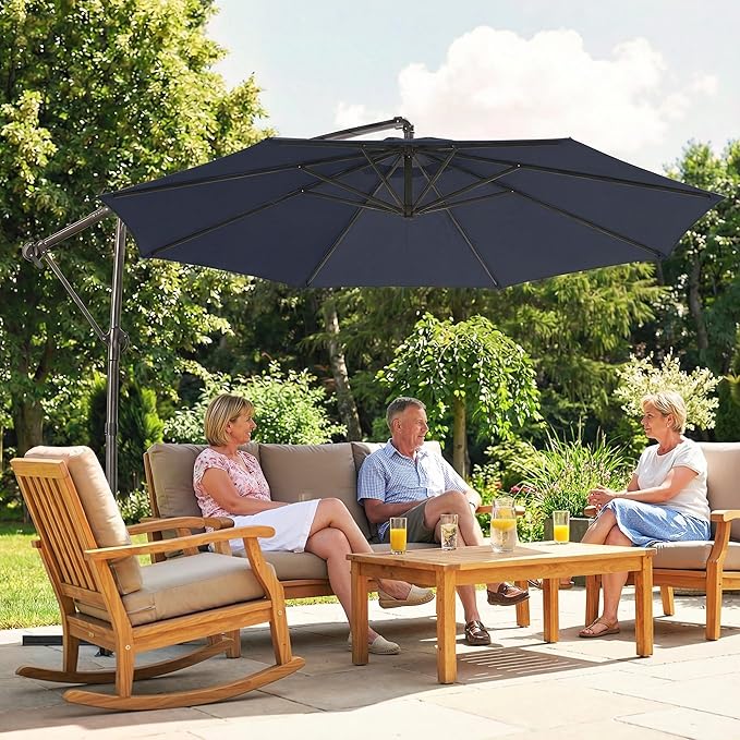 Outsunny 10 ft Offset Patio Umbrella - Image 9