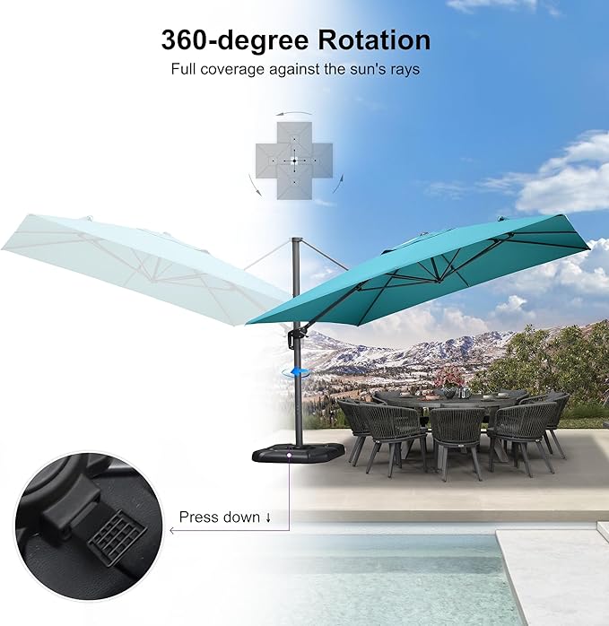 PURPLE LEAF 11.5' X 11.5' Telescopic Patio Umbrella - Image 6