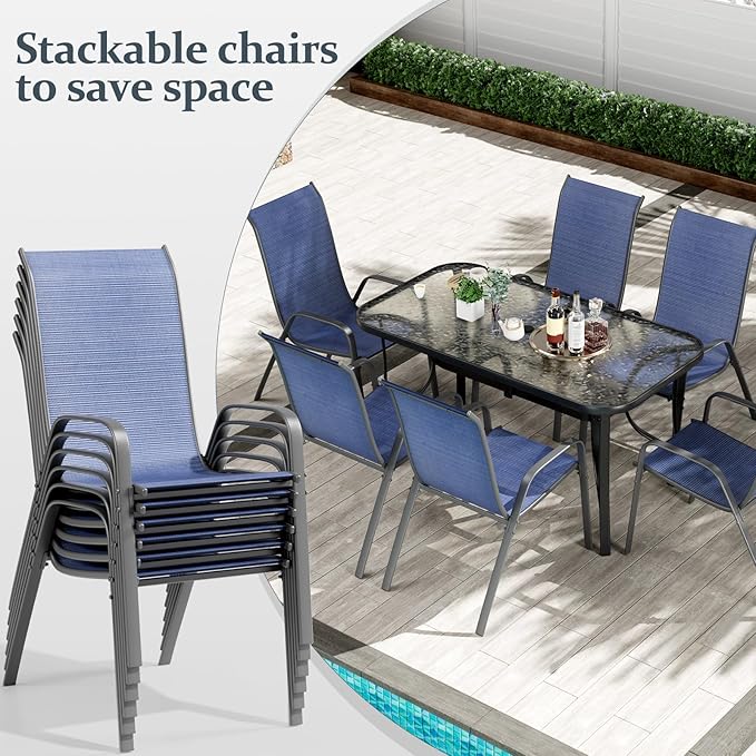 TLSUNNY 7 Pieces Patio Dining Set, Outdoor Table and Chairs W/1.69″ Umbrella - Image 3