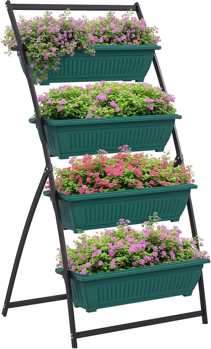 Outsunny Raised Garden Bed, 4 Tier Vertical Garden Planter Set, 4 Outdoor by Outsunny