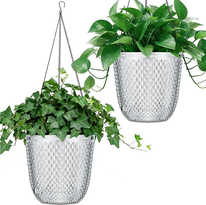 QCQHDU Self Watering Hanging Pots, 2 Pack 7.2 Inch Hanging Planters by QCQHDU