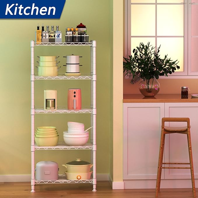 REGILLER 5-Wire Shelving Metal Storage Rack Adjustable Shelves, Standing - Image 2