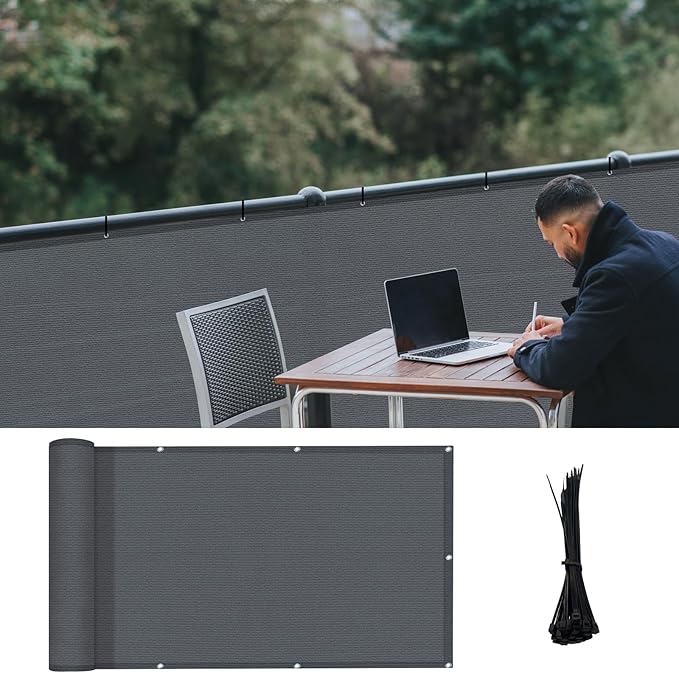 LOVE STORY 3'x6' Dark Grey Balcony Screen Privacy Fence Cover UV Protection - Image 6
