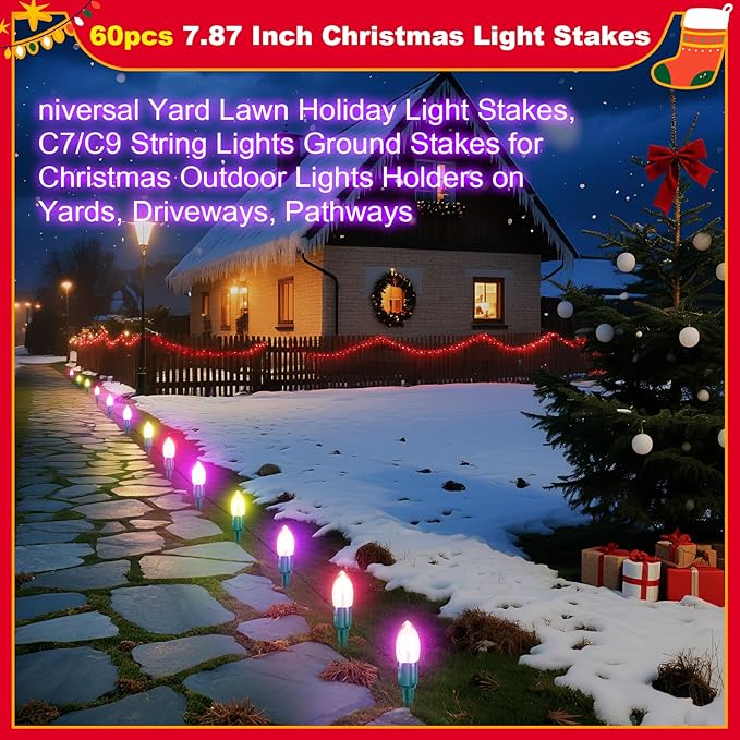 60 Pcs 7.5 Inch Christmas Light Stakes, Christmas Yard Stakes - Image 4