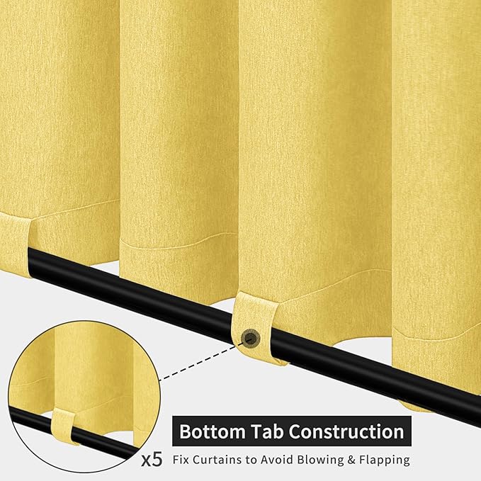 Easy-Going Linen Look Outdoor Curtains Waterproof Windproof Porch Curtains - Image 4