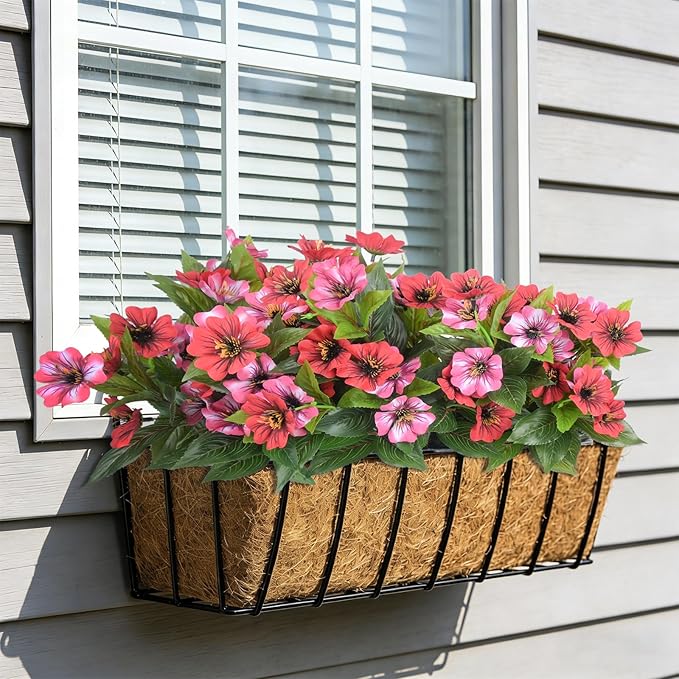 Fake Artificial Flowers for Outdoors Decoration, 4 Bundles Silk Faux Spring - Image 5