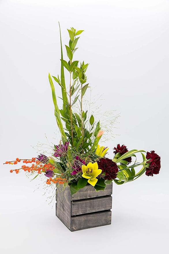 Wood Planter Box with Wine Crate Styled, 5 Inch Square, Rustic Barn Wood - Image 6