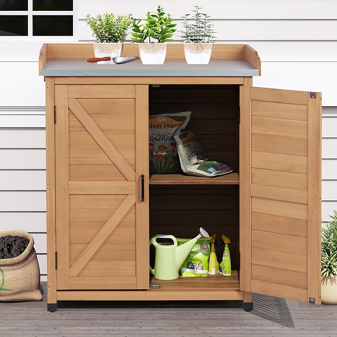 Outdoor Storage Cabinet & Potting Bench Table - Image 7