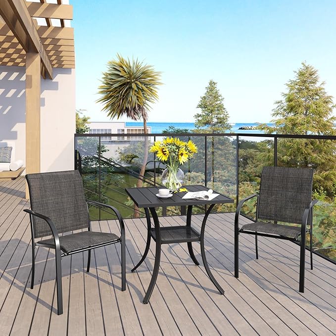 VICLLAX Patio Set for 2, Outdoor Dining Set Includes 28" Small Outdoor Table by HOME