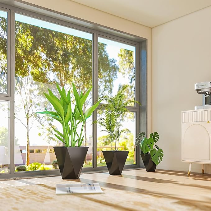 Outsunny Set of 3 Tall Planters, MgO Indoor Outdoor Planters - Image 8