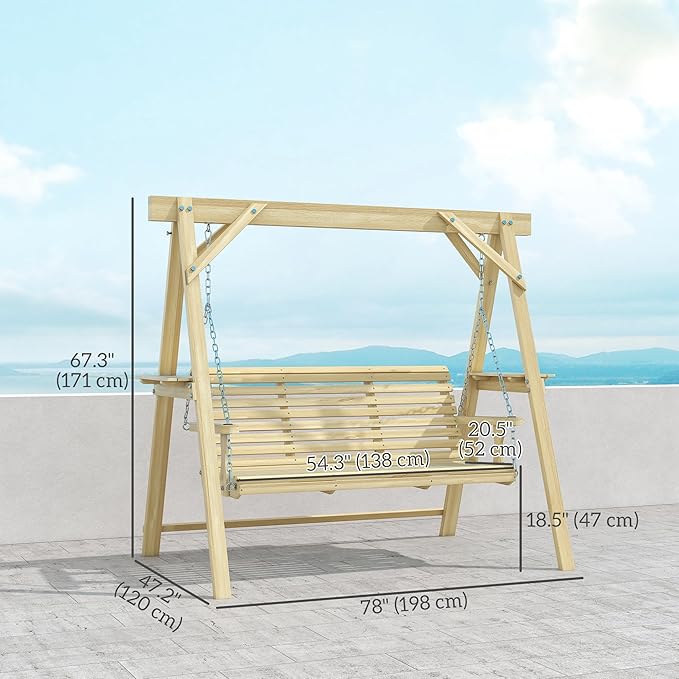 Outsunny 3 Seat Porch Swing - Image 7