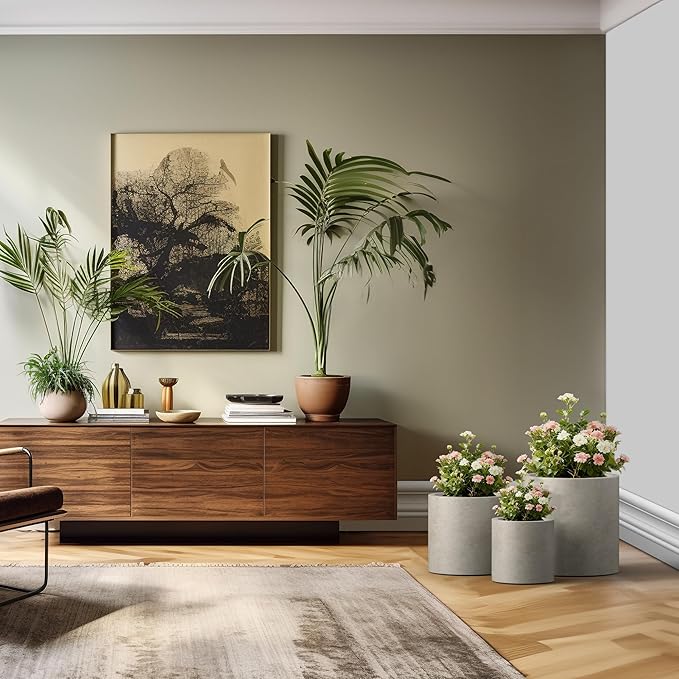 Kante 9.8", 15.7" Dia Round Concrete Planter Set of 3, Modern Style Large - Image 5