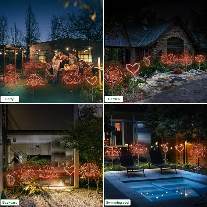 Solar Garden Lights Outdoor Waterproof, 2 Pack 120 LED Solar Firework Lights - Image 5