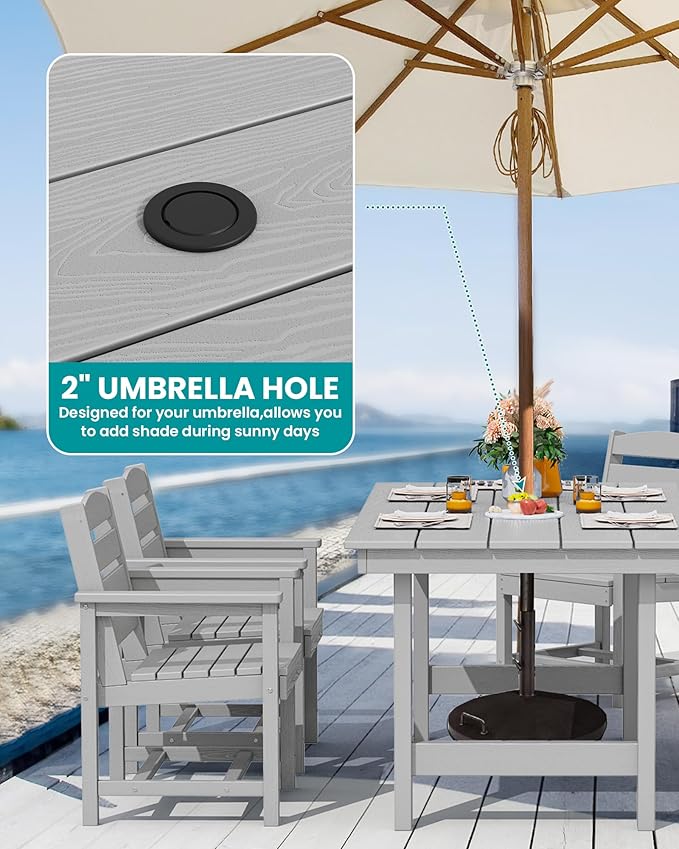 SERWALL Patio Dining Table Sets 5-Piece, Outdoor HDPE Dining Furniture Set - Image 4