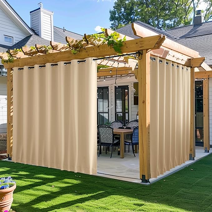 NICETOWN 2 Panels Outdoor Patio Curtains W100 x L84, Waterproof & Windproof by NICETOWN