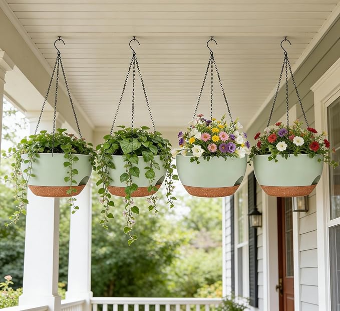 Set of 4-8 Inch Self Watering Hanging Planters - Image 7