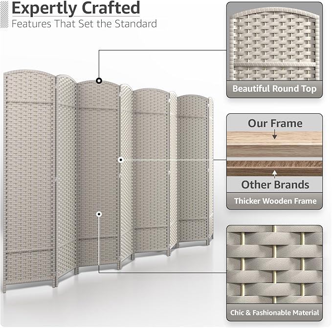 Sorbus 8 Panel Room Divider 6 ft. Tall - Image 3
