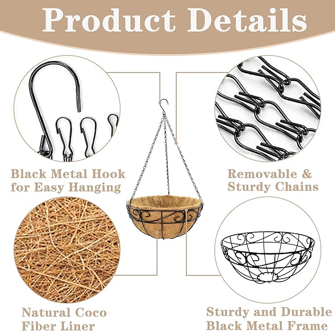 Outdoor Metal Hanging Planters Basket Hanging Baskets - Image 6