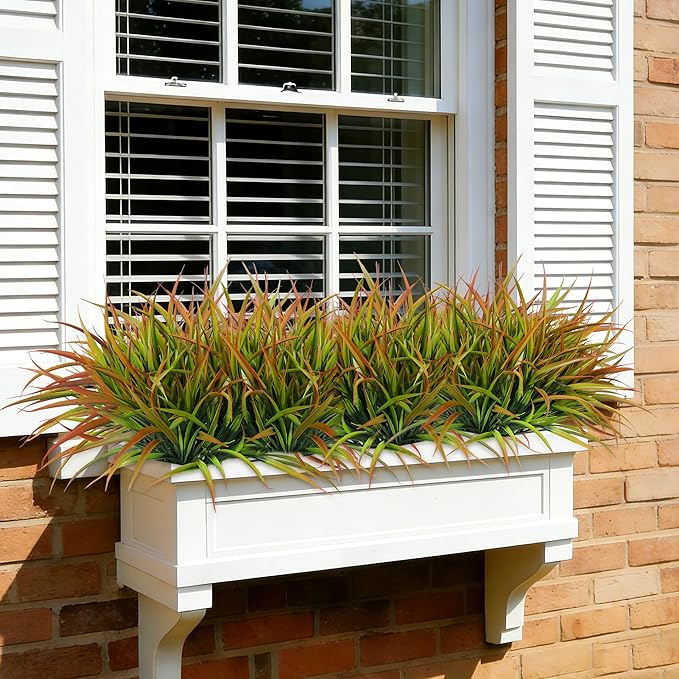 Ivydale 12Pcs Artificial Plants Outdoor Fake Plastic Grass Spring Decor UV - Image 5