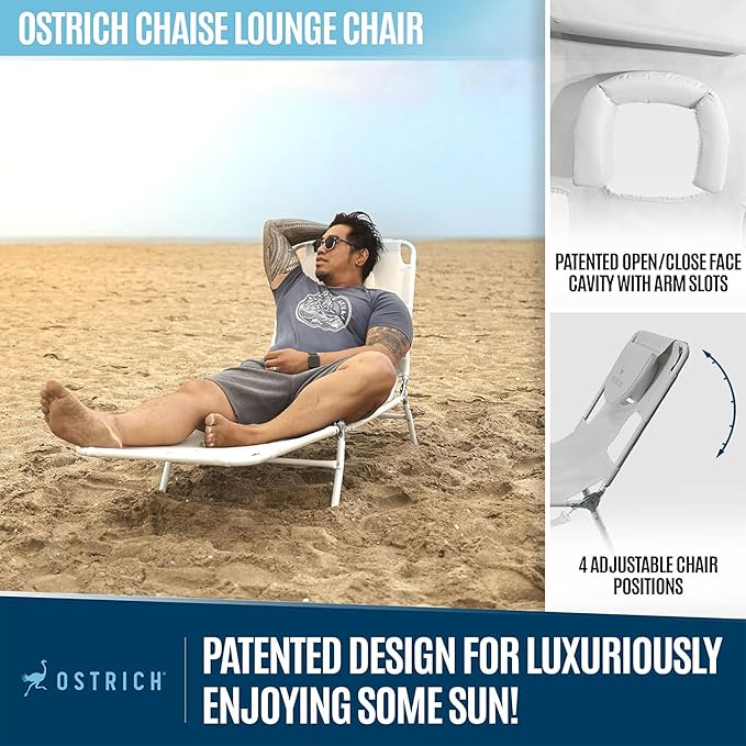 Ostrich 72 by 22 Inch Versatile Chaise Lounge Portable Reclining Lounger - Image 4