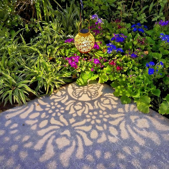 2 Pack Outdoor Solar Hanging Lantern Lights Metal LED Decorative Lamp - Image 4