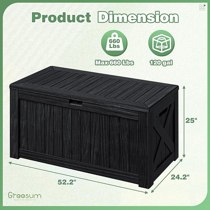 Greesum Outdoor Storage Box 120 Gallon Storage Bin - Image 4