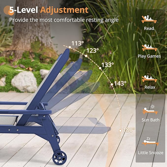 LUE BONA Chaise Lounge Chair Outdoor Set of 4, HDPS and HDPE Wicker Material - Image 7