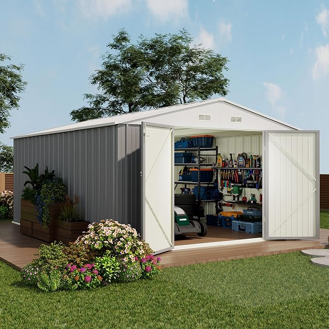 Devoko 10x14 FT Outdoor Storage Shed, Large Metal Storage Sheds by DEVOKO