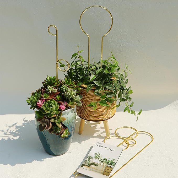14.17in Plant Trellis Indoor, 4.2mm Dia Gold Small Trellis - Image 5
