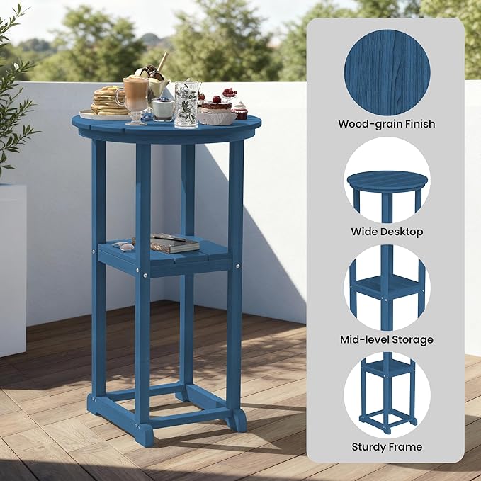 Ciokea 3-Pcs Bistro Table and Chairs, All-Weather Round High Top Bar Table - Image 5