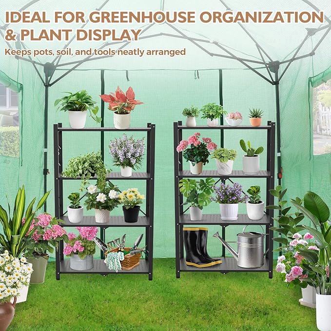 EAGLE PEAK 4-Tier Foldable Greenhouse Shelf, Heavy Duty Metal Storage Rack - Image 5