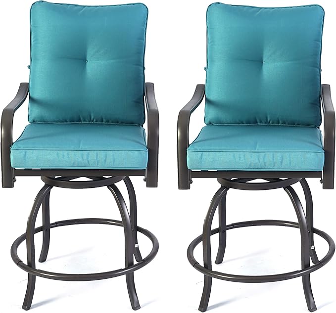 Kozyard Isabella Outdoor Swivel Bar Chairs, Counter Height Patio Bar Stools Set by Kozyard