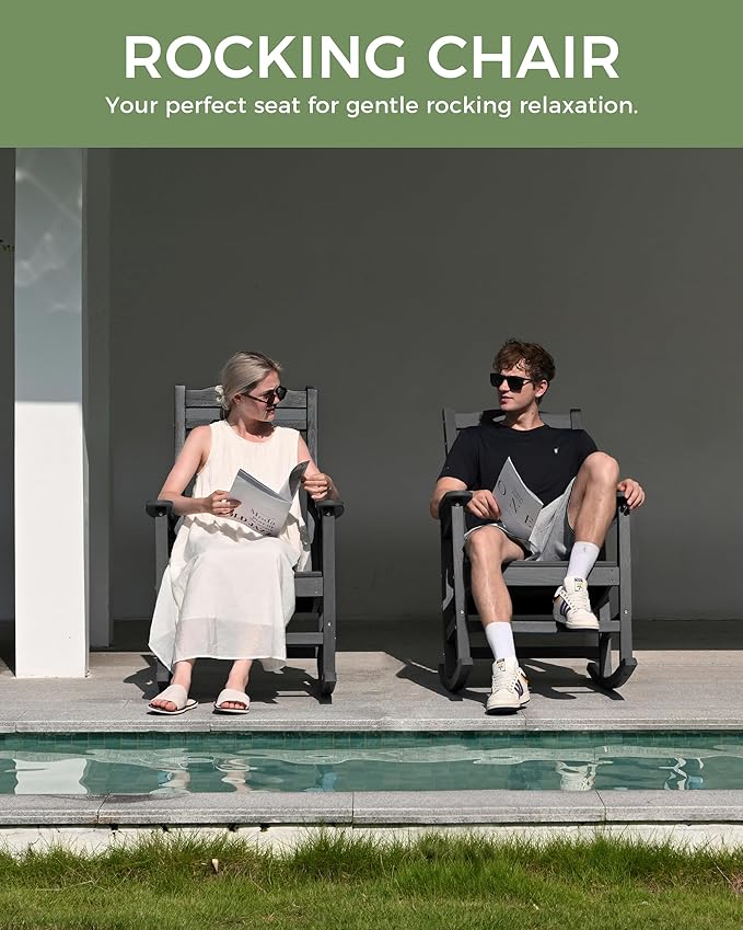 Oversized Outdoor Rocking Chair, HDPE All Weather Resistant Patio Rocking Chair - Image 7