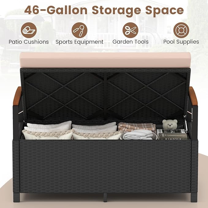 Tangkula 46 Gallon Outdoor Bench - Image 3