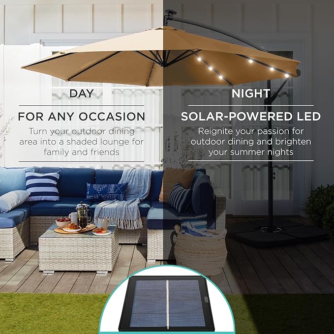 Best Choice Products 10ft Solar LED Offset Cantilever Hanging Market Patio - Image 3