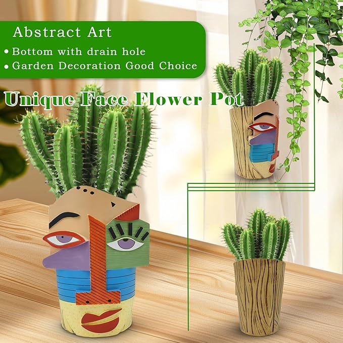 Abstract Face Planters Pots Head, Unique Head Planter - Image 5
