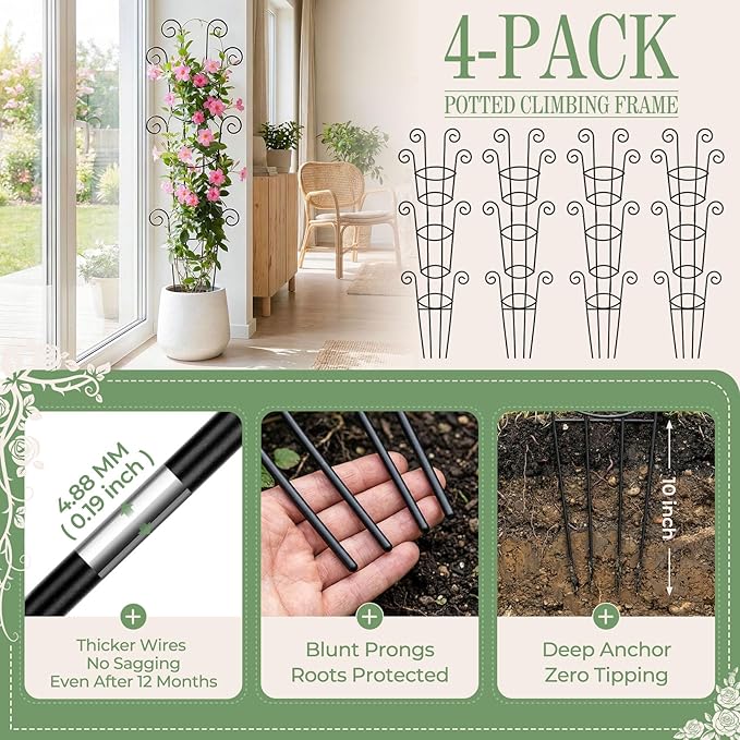 4 Pack 43 Inch Metal Plant Trellis - Image 5