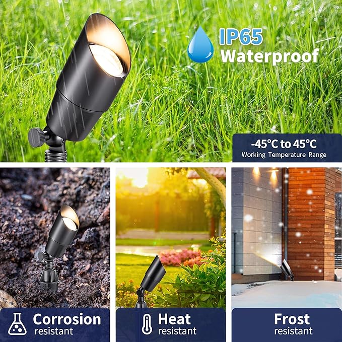 Gardenreet Black Brass Low Voltage Landscape Spotlights Kit 12V LED - Image 2