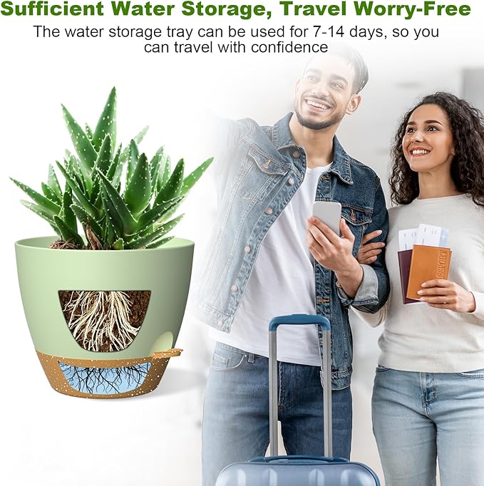 12 Inch Large Self Watering Pots, Flower Pots - Image 5