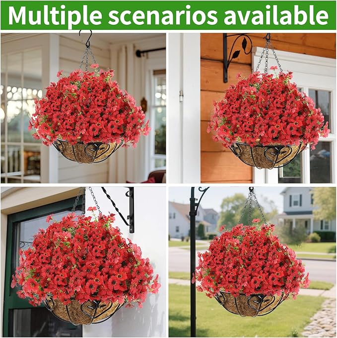 Artificial Hanging Flower for Outdoors, Fake Hanging Basket for Outside - Image 6